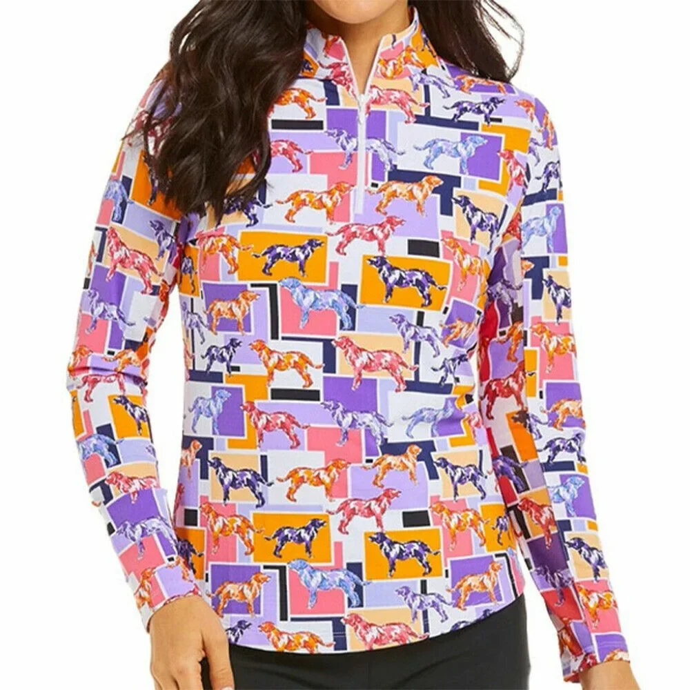 NWT IBKUL Radmodog 1/4 ZIP Long Sleeve Cooling Top Golf Tennis PickleBall Top S - Picture 3 of 12
